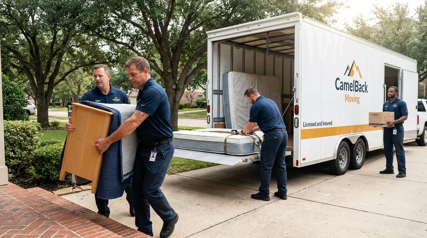 Crew loading residential truck for cross-state move from Princeton, KY