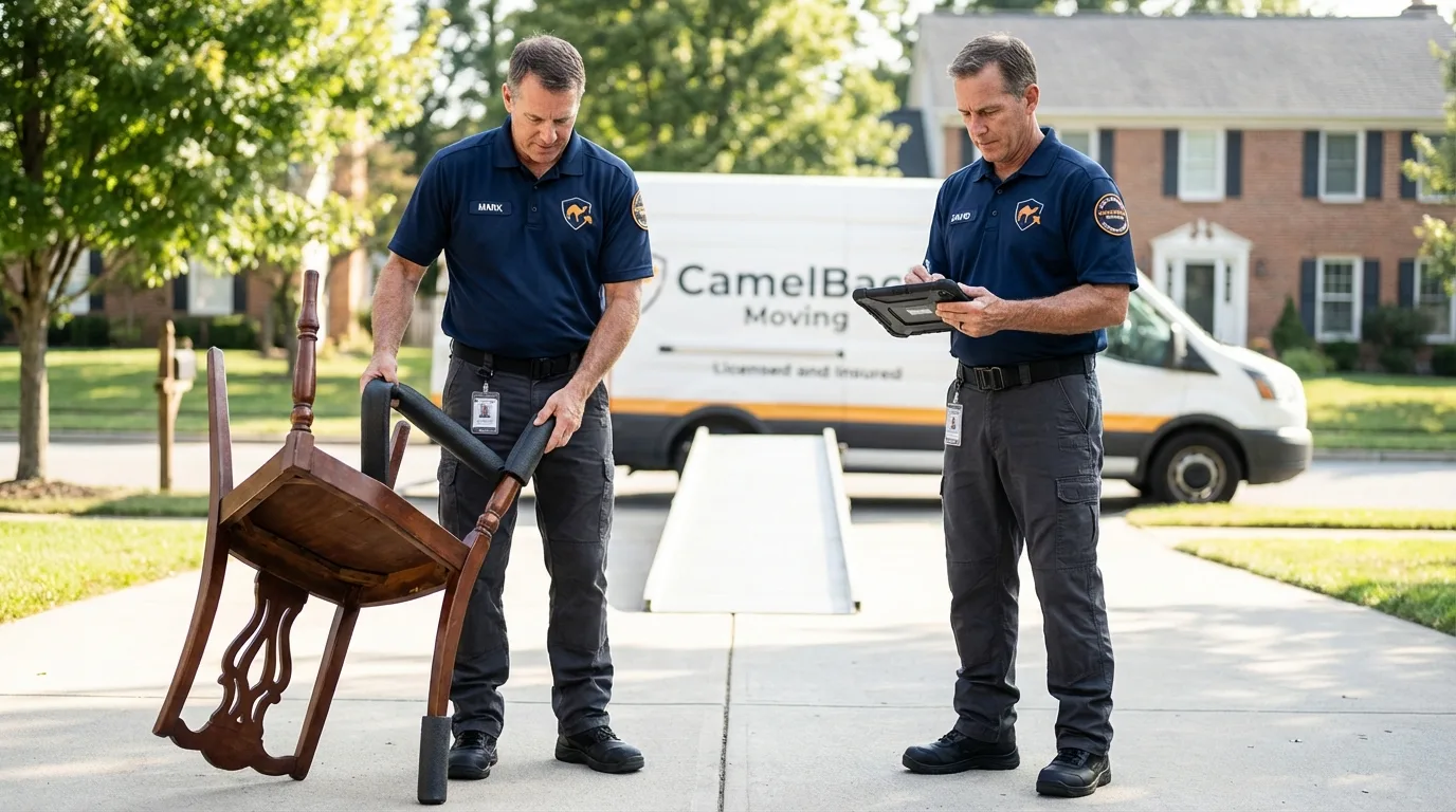 Movers inspecting furniture for damage prevention before loading in Princeton, KY